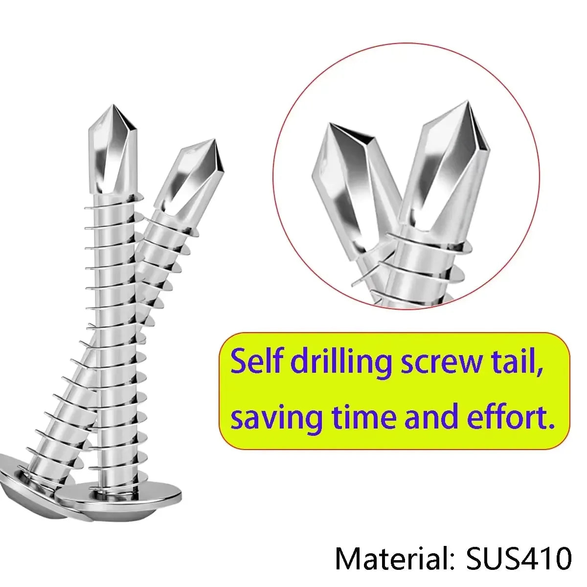 #8 M4.2 Stainless Steel Self-tapping Screw Large Round Flat Head Self Drilling Screw Fastener for Wood Sheet Metal Repair