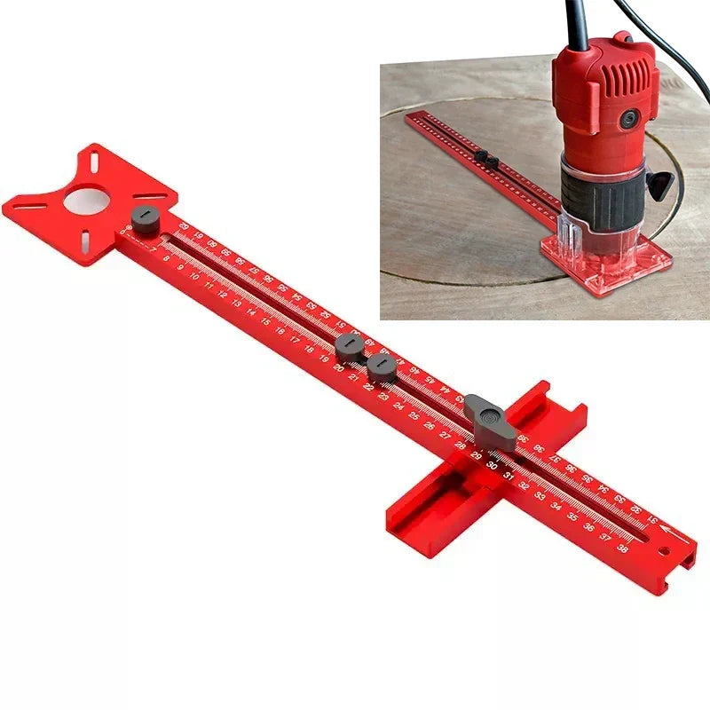 3 in 1 Router Milling Groove Bracket, Radius Router Circle Cutting Jig,Aluminum Cabinet Hardware Jig for Woodworking