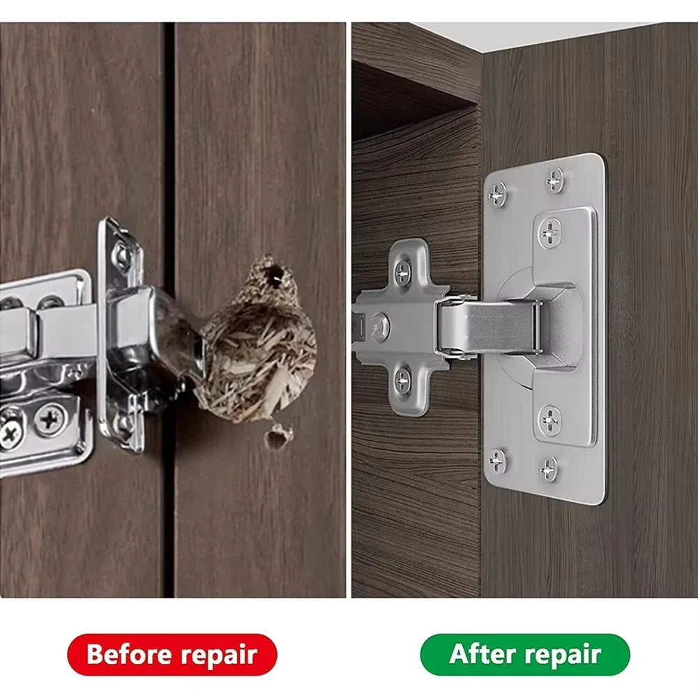 4Pair Hinge Repair Plate Cabinet Furniture Drawer Table Repair Mount Tool Hardware Stainless Steel Hinge Fixing Plate