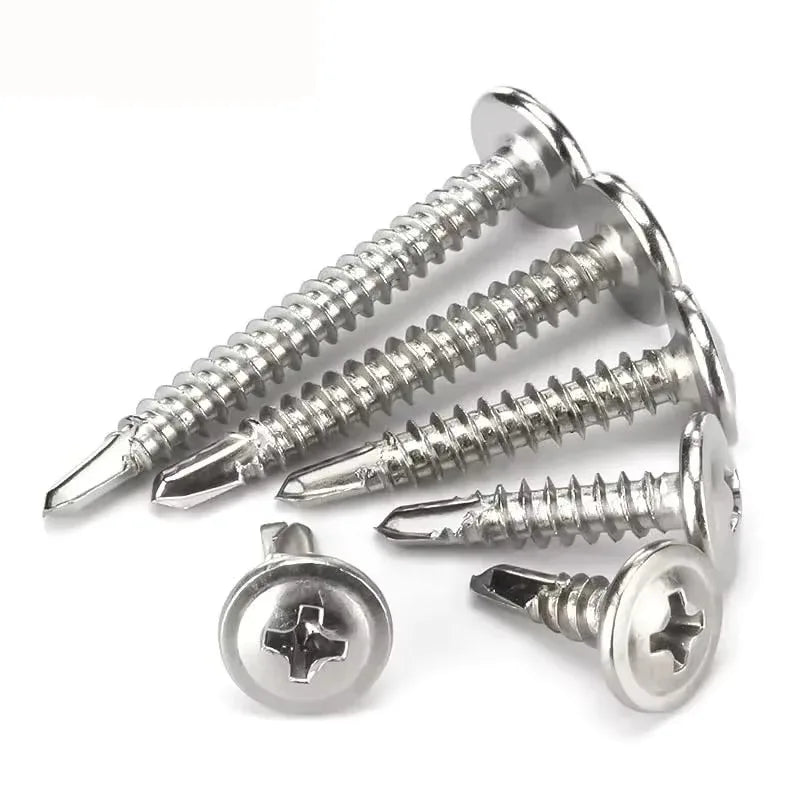 #8 M4.2 Stainless Steel Self-tapping Screw Large Round Flat Head Self Drilling Screw Fastener for Wood Sheet Metal Repair