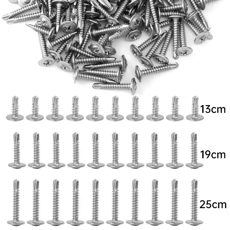#8 M4.2 Stainless Steel Self-tapping Screw Large Round Flat Head Self Drilling Screw Fastener for Wood Sheet Metal Repair