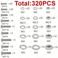 Hex Nuts and Bolt Set - 320 pieces, durable M2 M2.5 M3 M4 M5 metric size, universal hardware kit for DIY projects and repairs