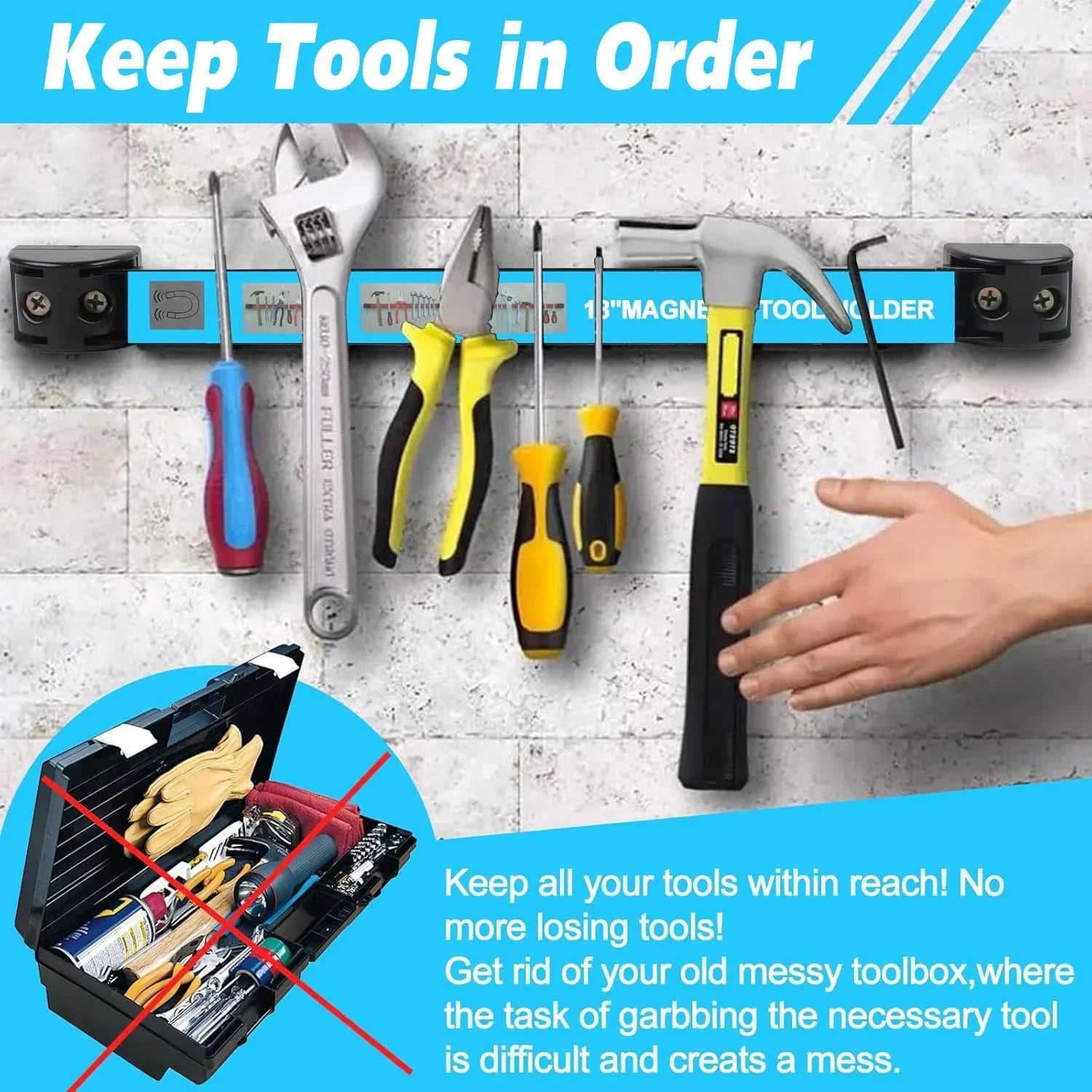 Magnetic Tool Holder Heavy-duty Magnet Tool Bar Long Strip Garage Workshops Hardware Storage Metal Organizer Rack For Workbench
